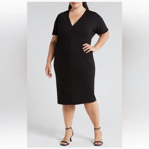 Universal Standard | Dresses | Universal Standard Teresa Liquid Jersey  Vneck Dress 82 Black Minimalist | Poshmark